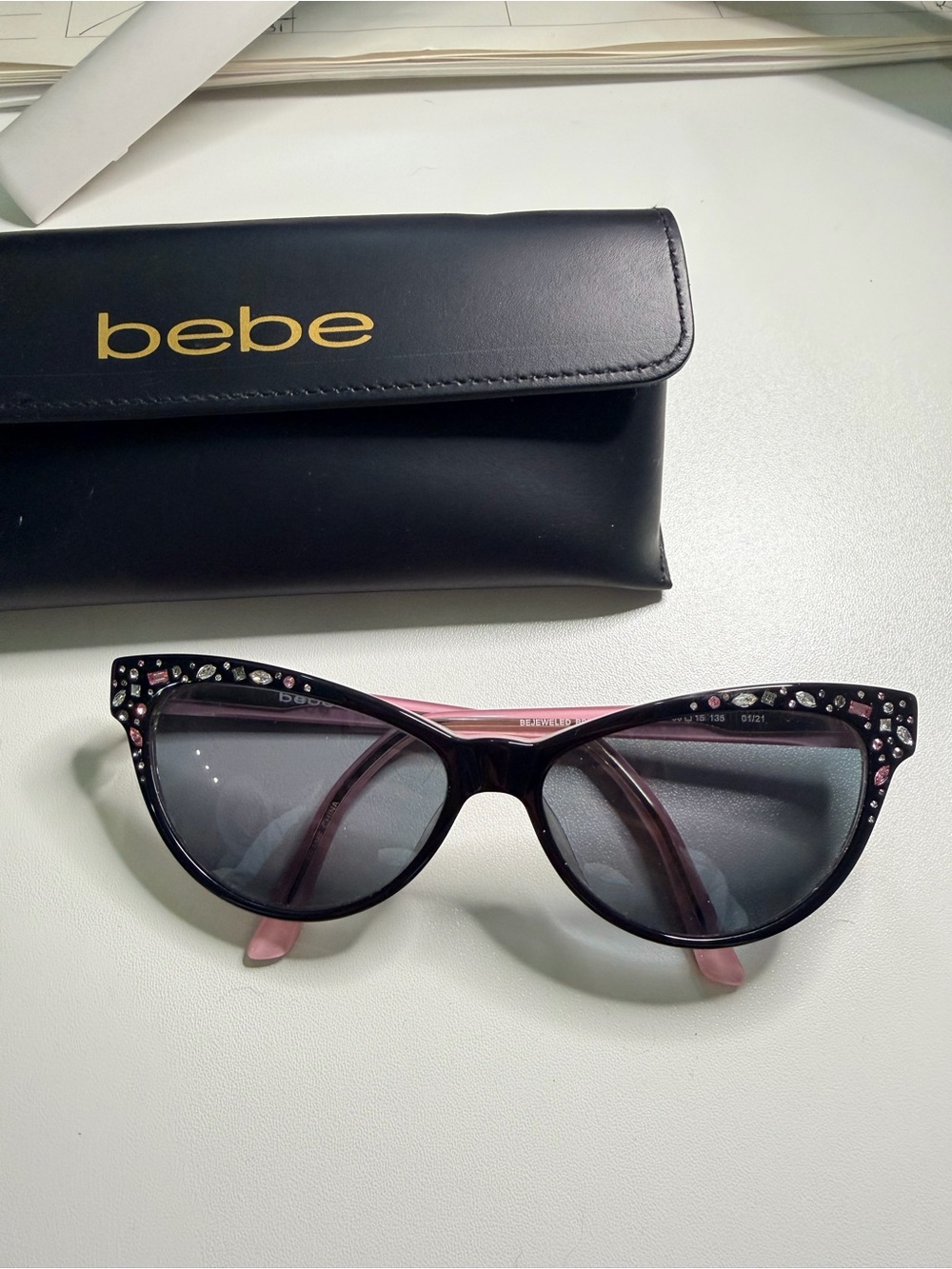 Bebe BB7024 Black Rose Eyeglasses | Crystal Accent Frames | Includes Case